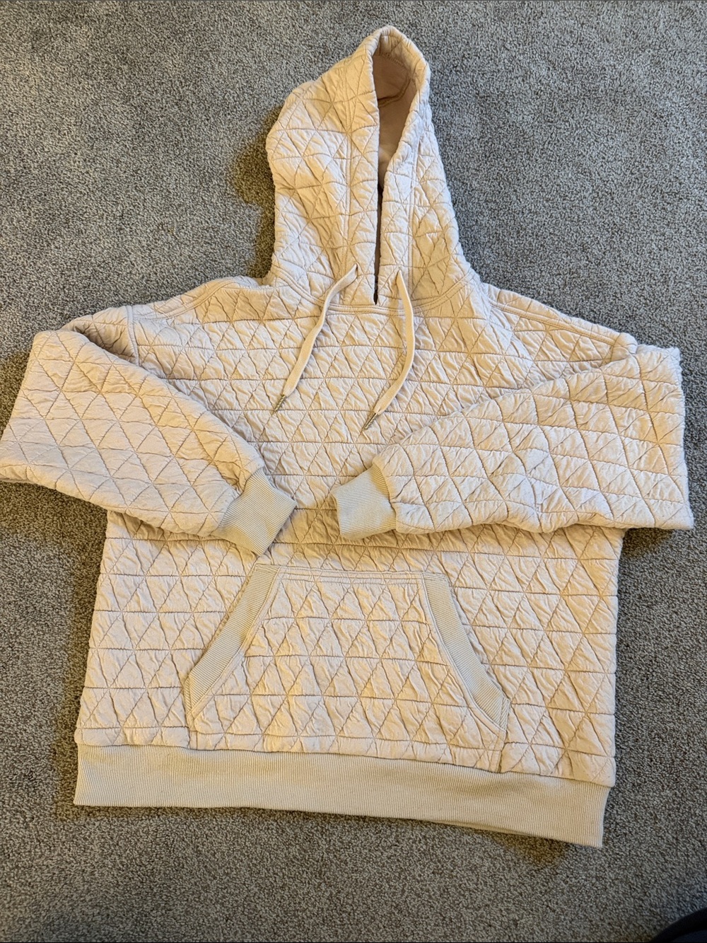 Staccato Cream Quilted Cowl Hoodie Sweater